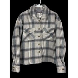 Autres Filles Women’s Plaid Fleece Button Up Shirt Jacket Coat Size Large